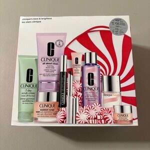 Clinique Best & Brightest Stars Clinique Makeup Skincare Gift Set Lot of 9 & Bag